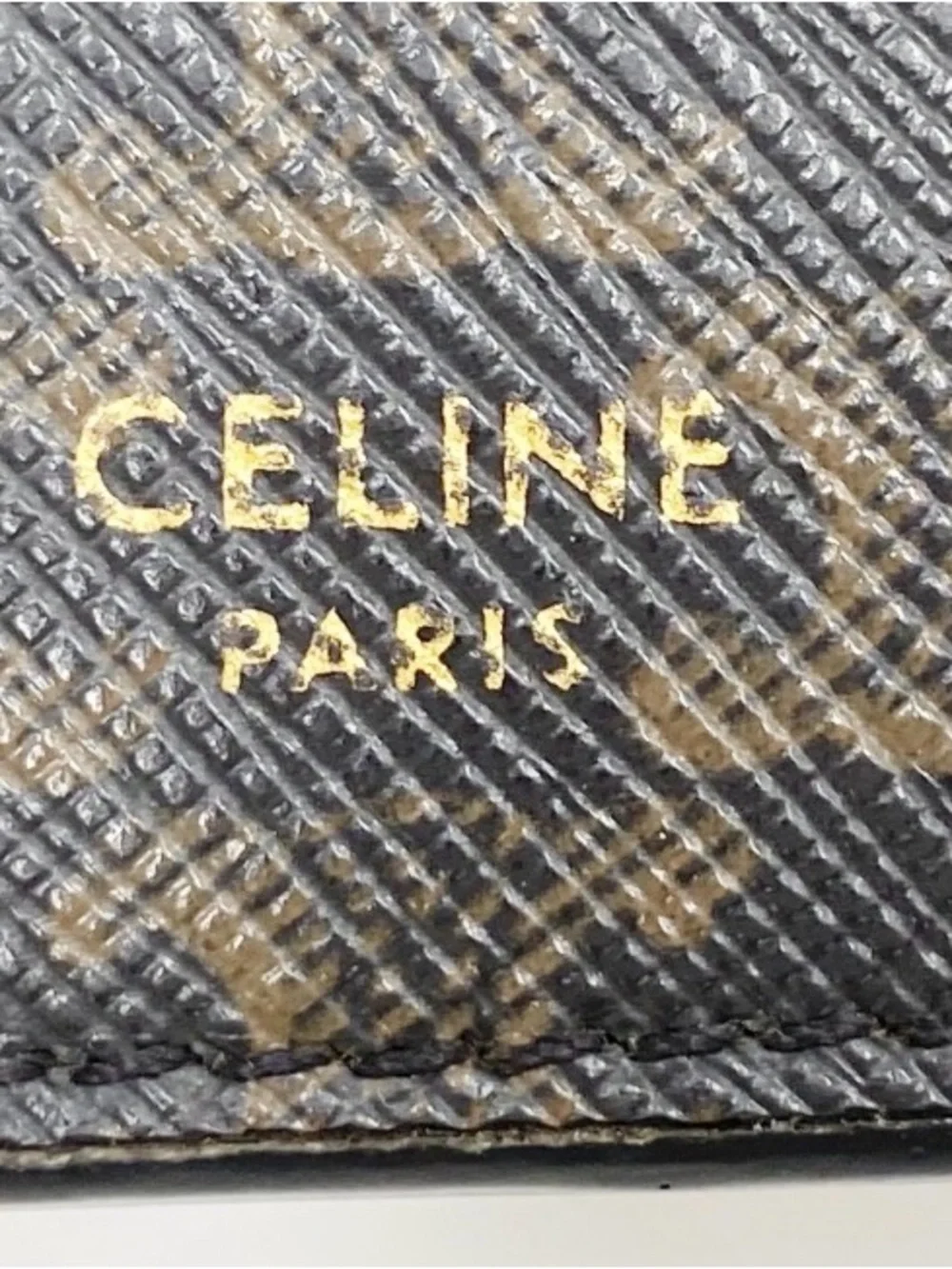 Celine Brown and Black Triomphe Canvas Card Holder with Gold Logo